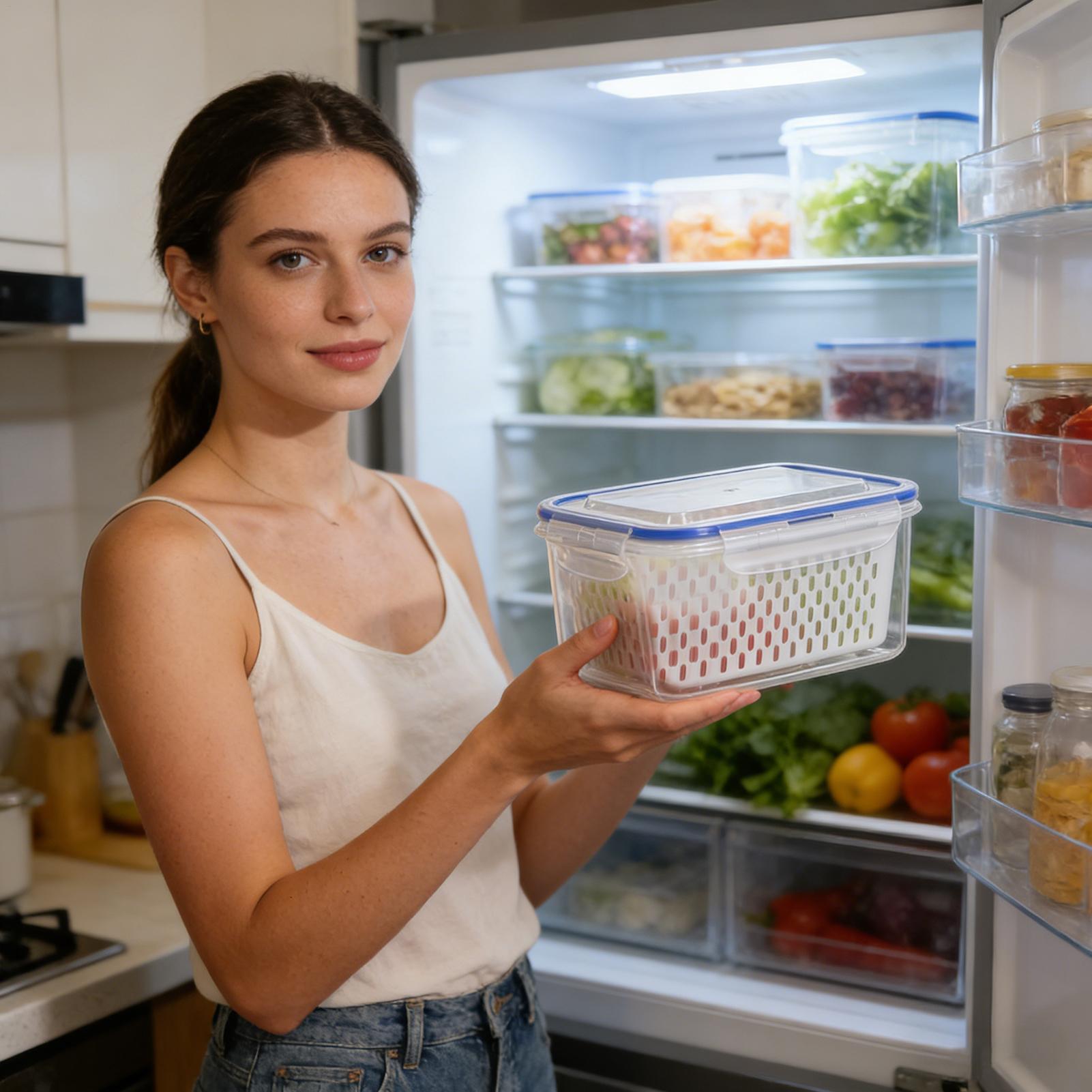 Food Storage For Refrigerator - กล่องเก็บอาหาร 4 in 1 กล่องใสกันรั่วซึม 4
