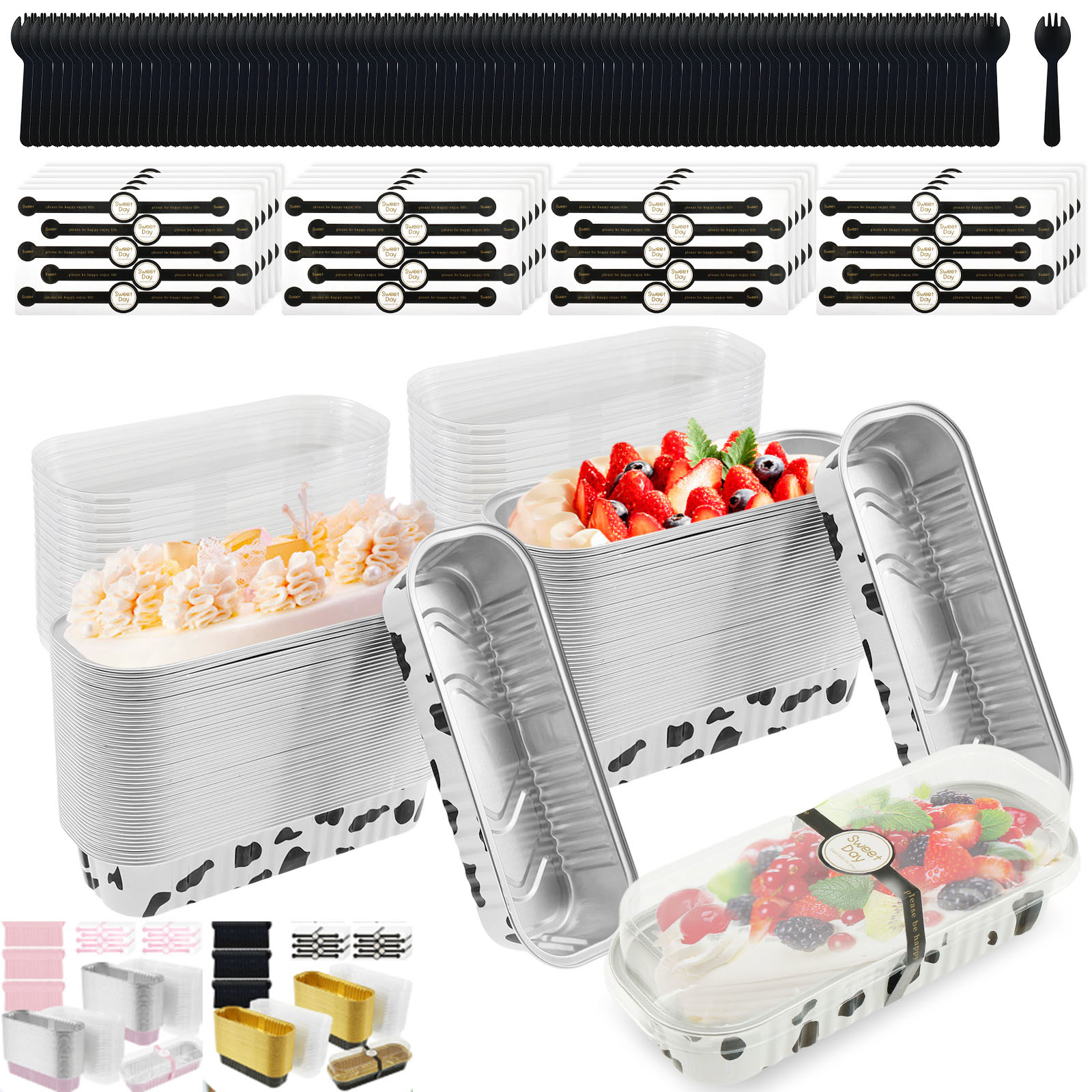 Portion Control Container - MINI Loaf กระทะพร้อมฝาปิดสี่เหลี่ยมผืนผ้าอลูมิเนียมฟอยล์ Baking PAN คอนเทนเนอร์ขนมปังทนความร้อนเค้ก