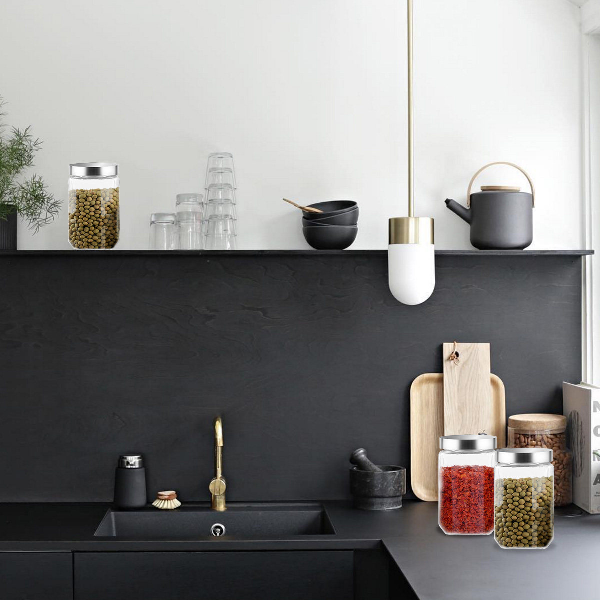 Food Storage Jar Glass - โหลแก้วเก็บอาหาร 1 ชิ้น ความจุ 2000 มล.