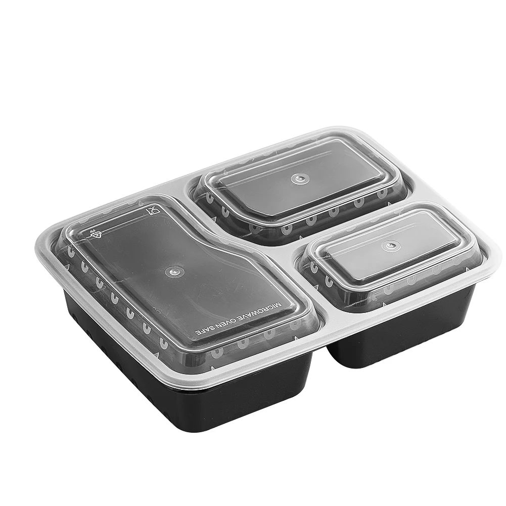 Food Storage Stackable Containers - 7 แพ็ค 3 ช่องภาชนะเตรียมอาหารหนาพิเศษเก็บอาหารกล่องเบนโตะพร้อมฝาปิดพลาสติก STACKABLE ไมโครเวฟเครื่องล้างจานปลอดภัย