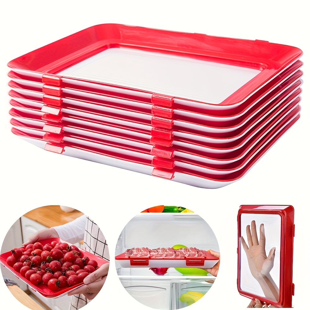 Food Storage And Safety - ถาดเก็บอาหารแบบใช้ซ้ำได้ วางซ้อนกันได้ สำหรับเก็บเนื้อสัตว์ ปลอดภัย ผลิตจากพลาสติก สำหรับเก็บอาหารในตู้เย็น