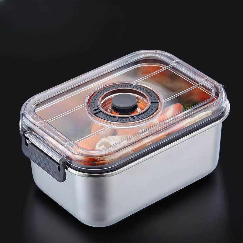 Food Storage Design - กล่องถนอมอาหารสุญญากาศสแตนเลส ปิดสนิท สำหรับเก็บผัก ผลไม้ กล่องข้าวกลางวัน