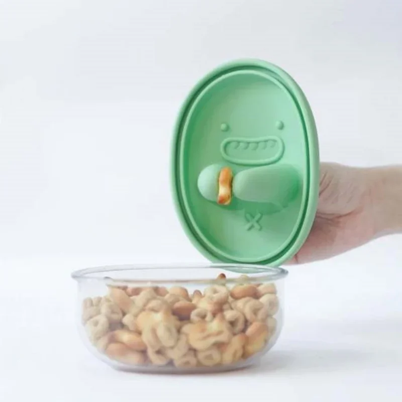 Food Storage Heat - กล่องใส่ขนมแบบแฮนด์ฟรี ไม่มีเศษตกค้าง กล่องเก็บขนม กล่องคุกกี้ลายการ์ตูน กล่องซิลิโคนเกรดอาหาร ปิดผนึกกันความชื้น