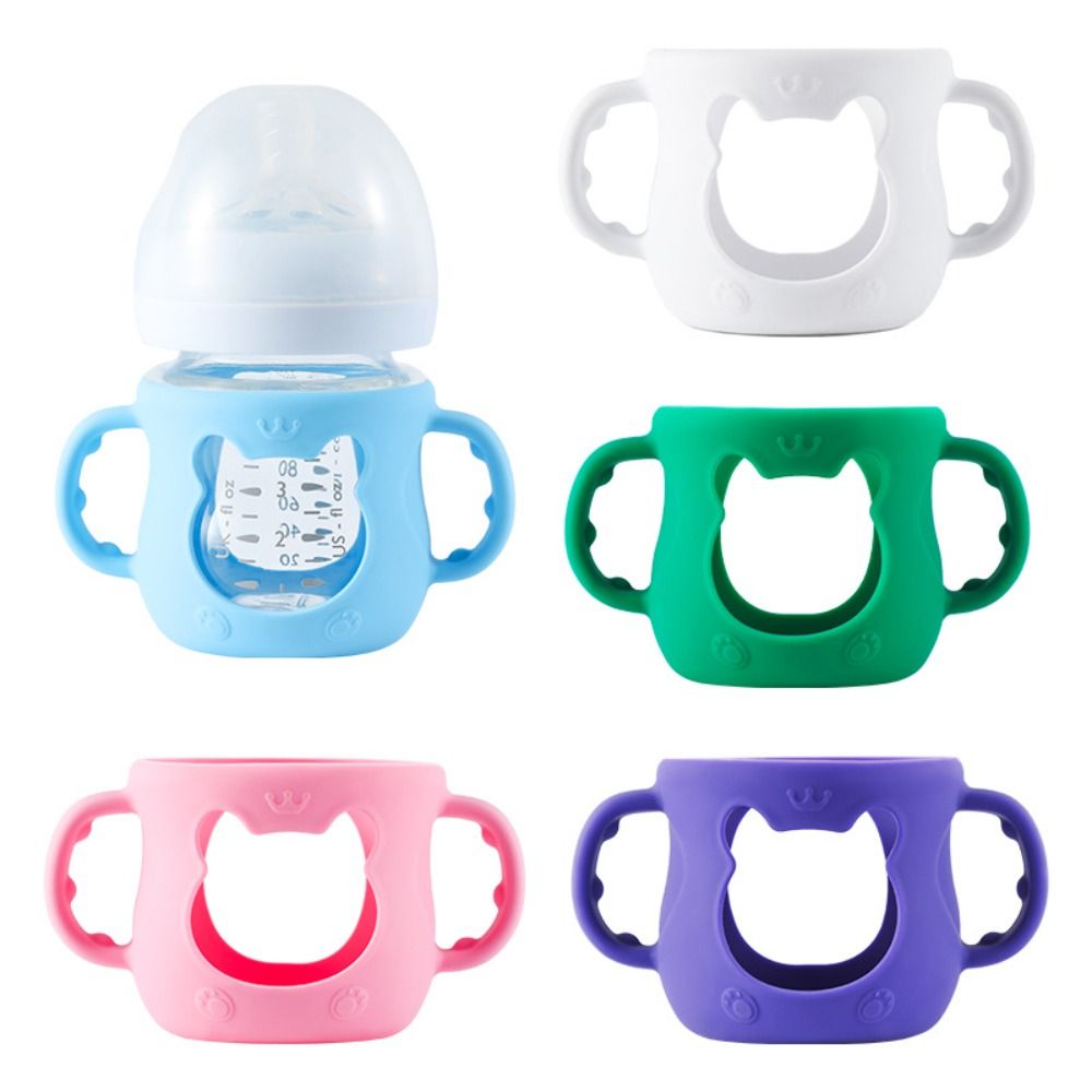 Food Storage Baby - ฝาครอบขวดนมอเนกประสงค์ป้องกันการแตกหักพร้อมที่จับที่วางขวดนมฉนวนกันความร้อนที่ทนทานปลอกซิลิโคนสำหรับทารก