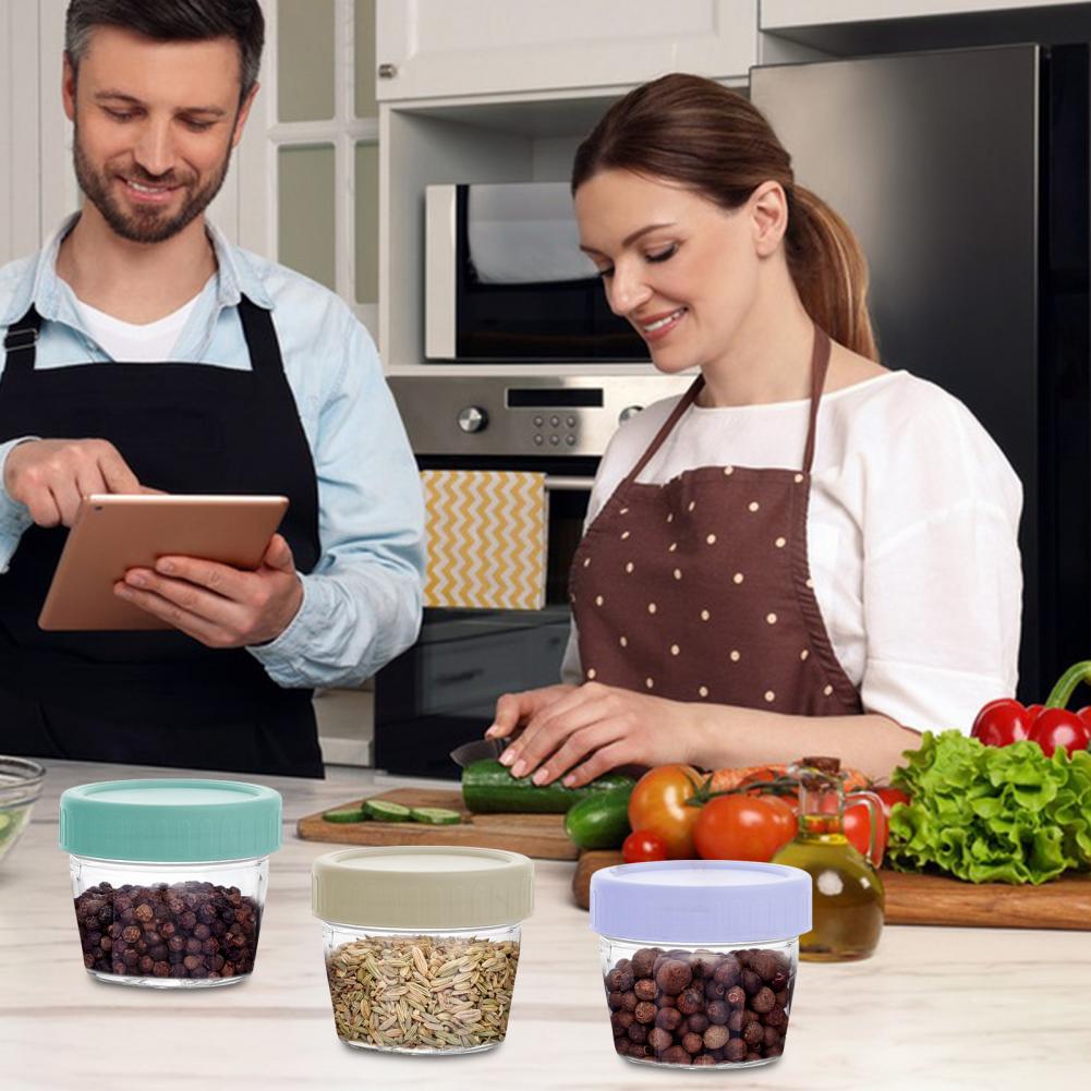 Food Storage Jar Glass - โหลแก้วเก็บอาหาร ชุดภาชนะแก้วเก็บอาหาร 6 ชิ้น พร้อมฝาปิด ป้องกันการรั่วซึม