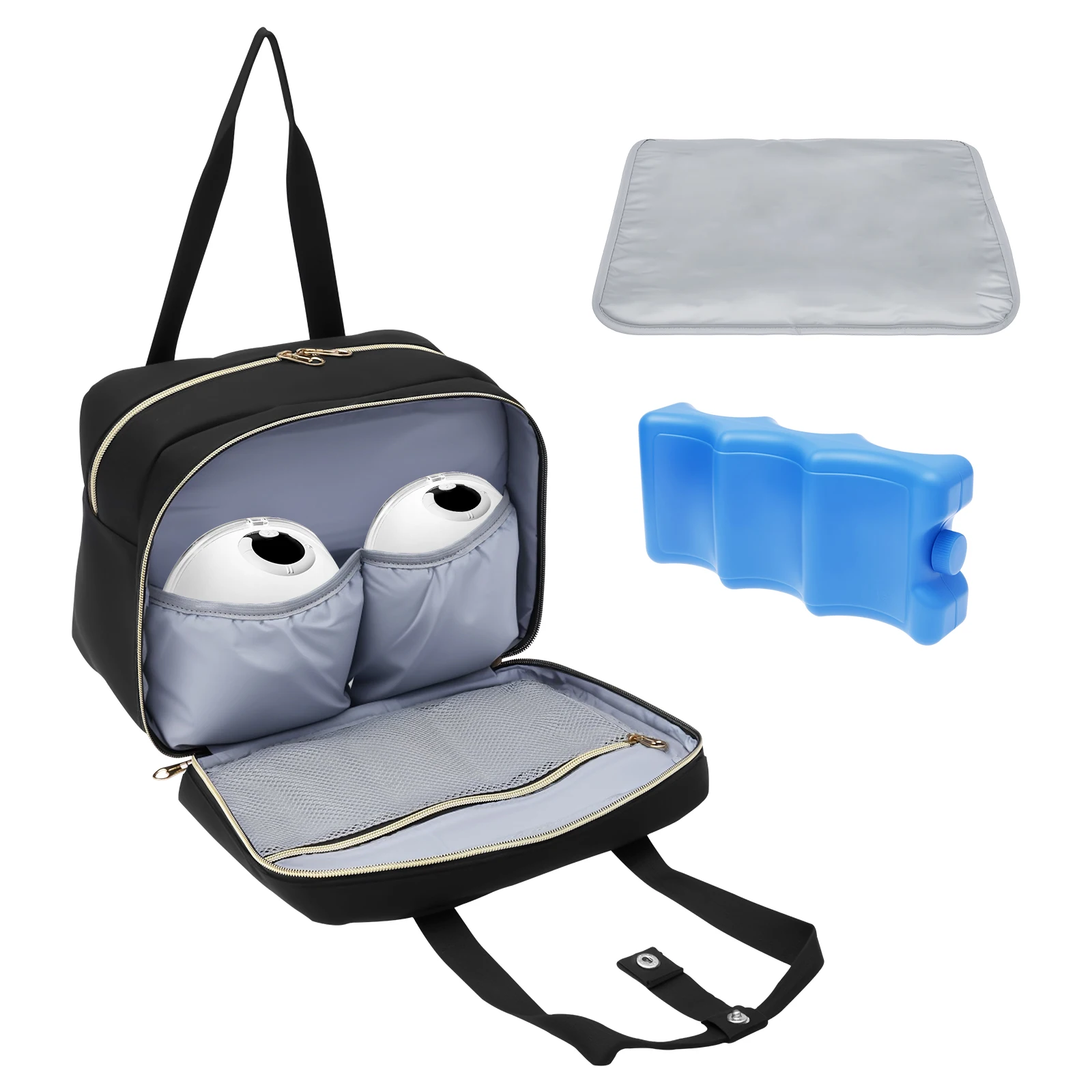Food Storage Baby - กระเป๋าเก็บน้ำนมแม่พร้อมแผ่นน้ำแข็งและแผ่นกันน้ำ กระเป๋าเก็บความเย็นน้ำนมแม่แบบพกพา ใช้งานได้แบบแฮนด์ฟรี