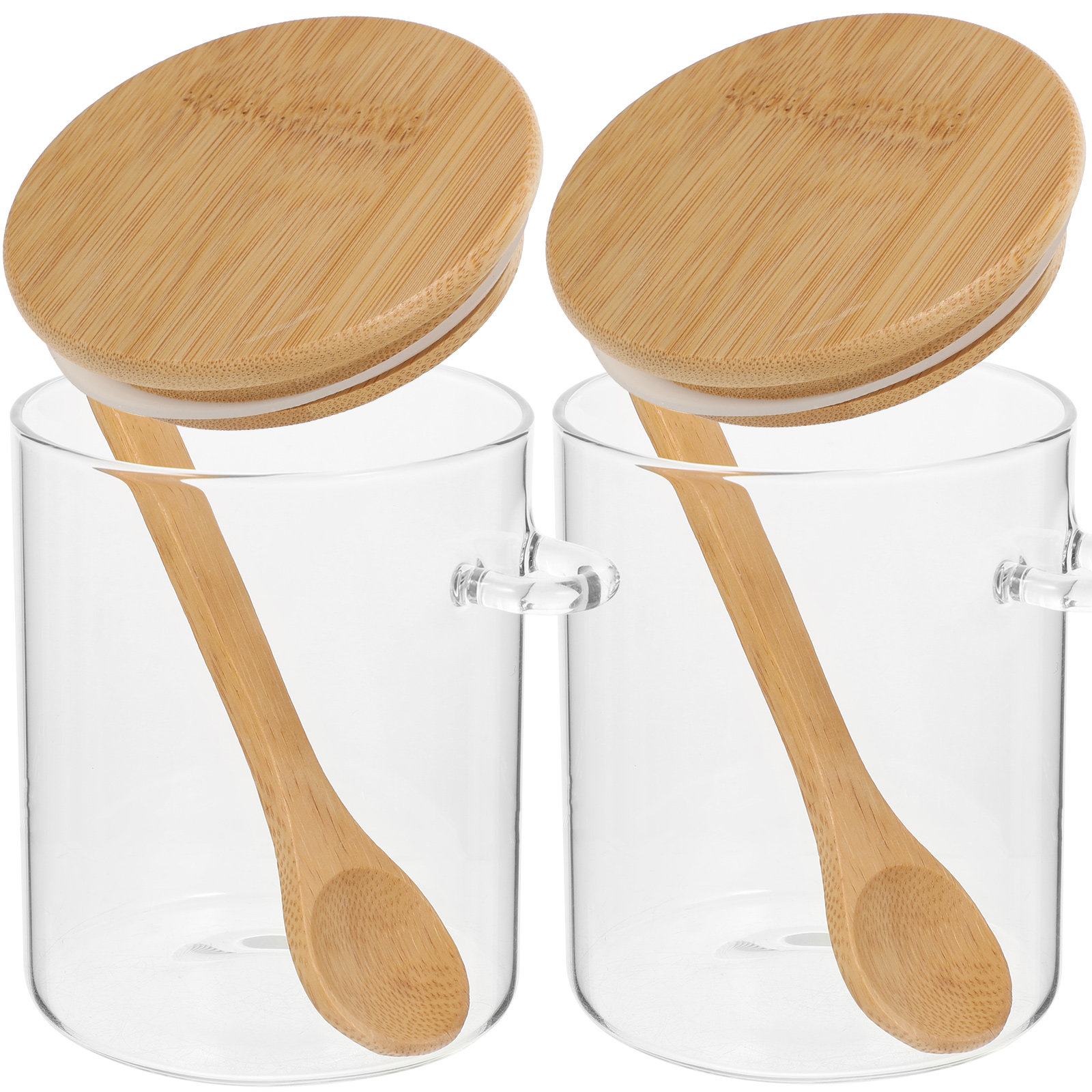 Food Storage Jar Glass - 2 ชิ้น ภาชนะเก็บแป้งน้ำตาล โถใส่อาหารโปร่งใส โถแก้วสำหรับครัว ชาแก้ว
