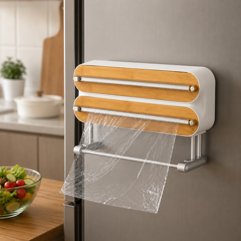 Food Storage Aluminum - ที่ตัดฟิล์มถนอมอาหารแบบแม่เหล็ก ที่เก็บฟิล์มถนอมอาหารติดผนัง ตู้เย็น อุปกรณ์จัดระเบียบครัว กล่องเก็บของ ฟอยล์อลูมิเนียม