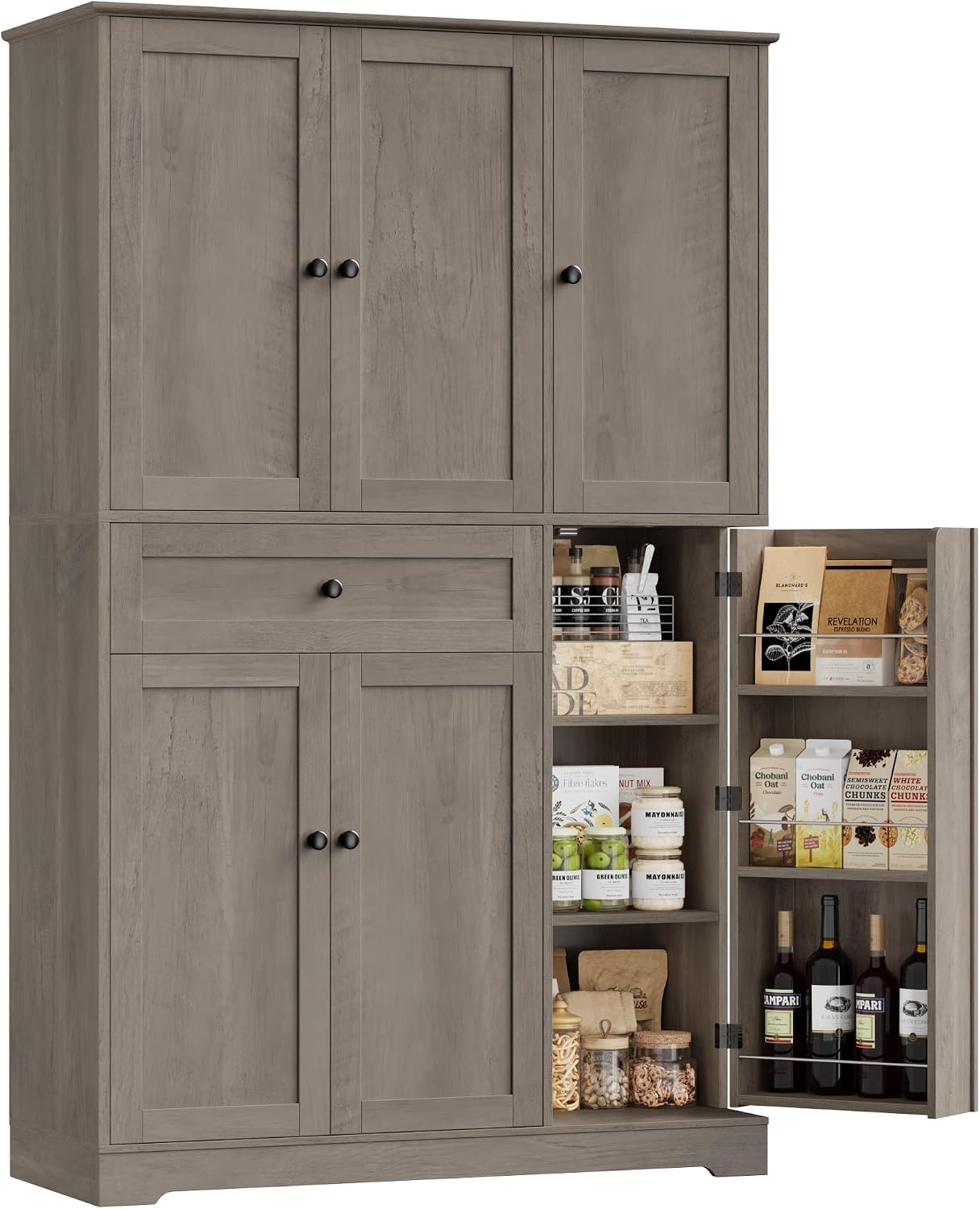 Food Storage Kitchen Cabinet - ตู้เก็บของในครัว ตู้เก็บของบนเคาน์เตอร์ ชั้นวางของพร้อมประตู ชั้นวางของแบบมีลิ้นชัก ตู้เก็บอาหารแบบตั้งพื้น สำหรับห้องรับประทานอาหารและห้องนั่งเล่น