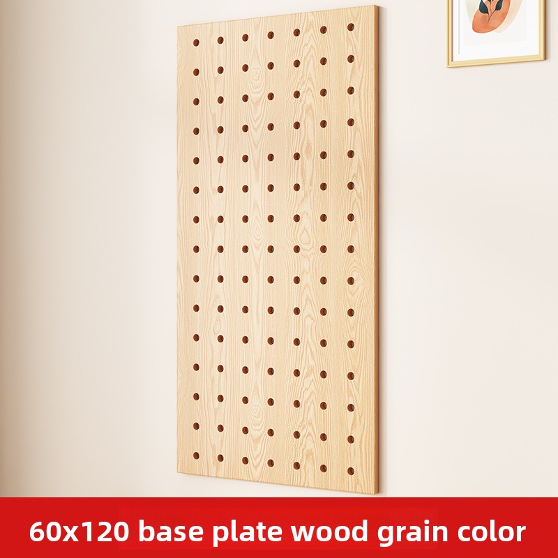 Food Storage Organizer - ชั้นวางของติดผนังแบบแผ่นไม้เนื้อแข็งสไตล์นอร์ดิก สำหรับจัดเก็บของในครัว ตกแต่งผนัง ชั้นวางของติดผนังแบบมีรู