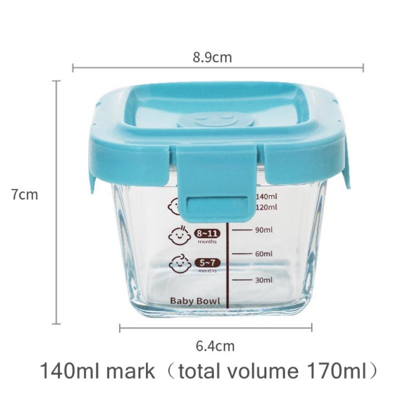 Food Storage Baby - และกล่องเก็บอาหารทนความร้อนสป็อค 3 อิน 1 กล่องเก็บอาหารแก้วสำหรับเด็กแบบพกพา กล่องเก็บอาหารแช่แข็ง