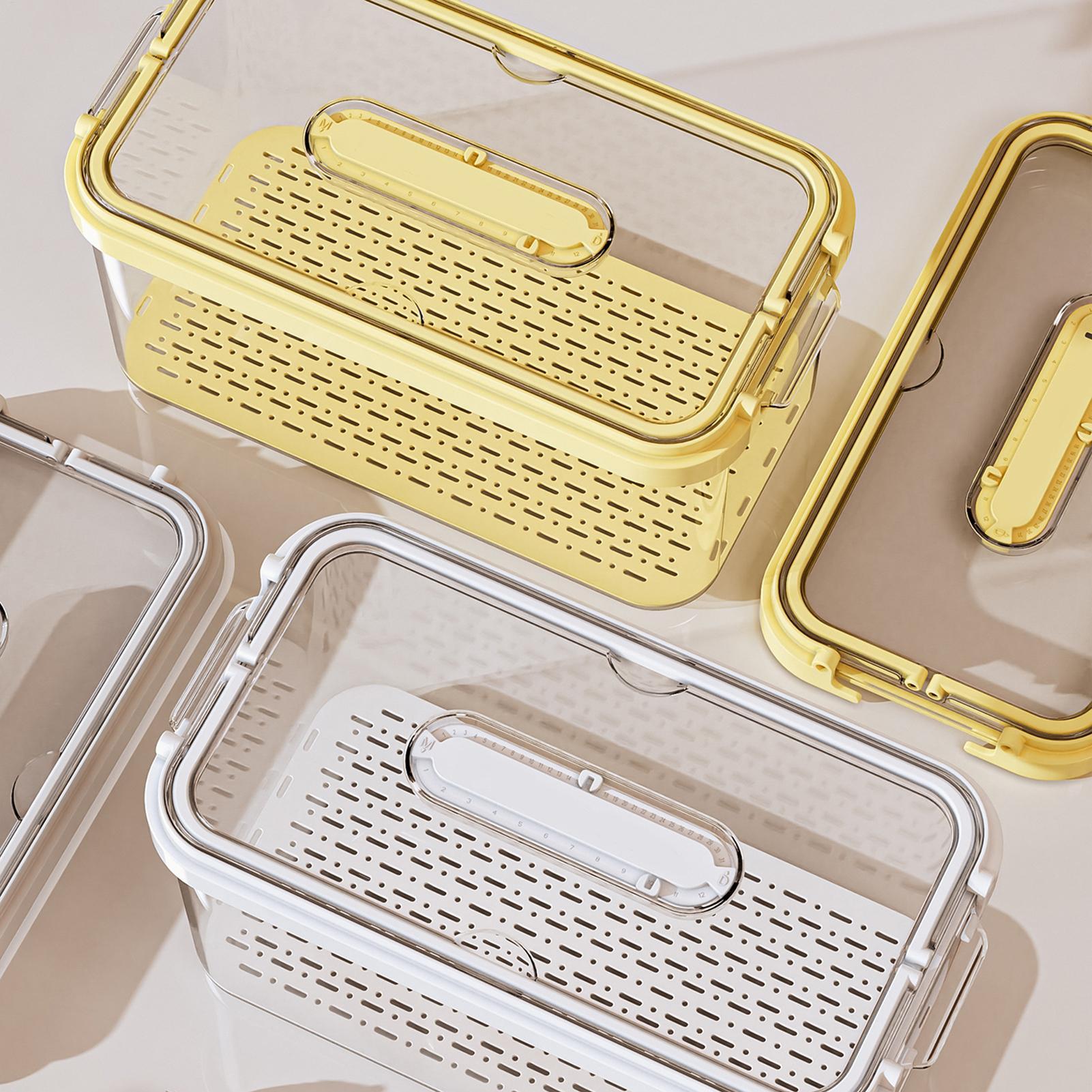 Food Storage Stackable Containers - ภาชนะเก็บอาหารในตู้เย็นพร้อมฝาปิด ความจุขนาดใหญ่ แบบพกพา วางซ้อนกันได้ สำหรับจัดเก็บผักผลไม้ แป้ง