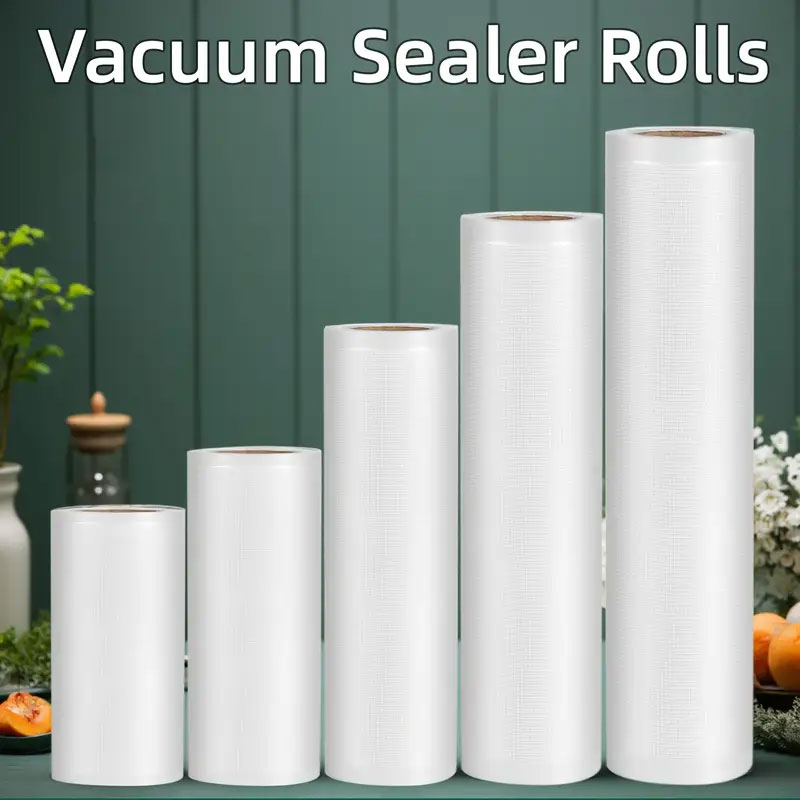 Food Storage Vacuum Sealer Machine - ถุงสูญญากาศแบบม้วน 500 ซม. ดีไซน์ตาข่ายกันลื่น สำหรับเก็บอาหาร ถุงพลาสติกหนา