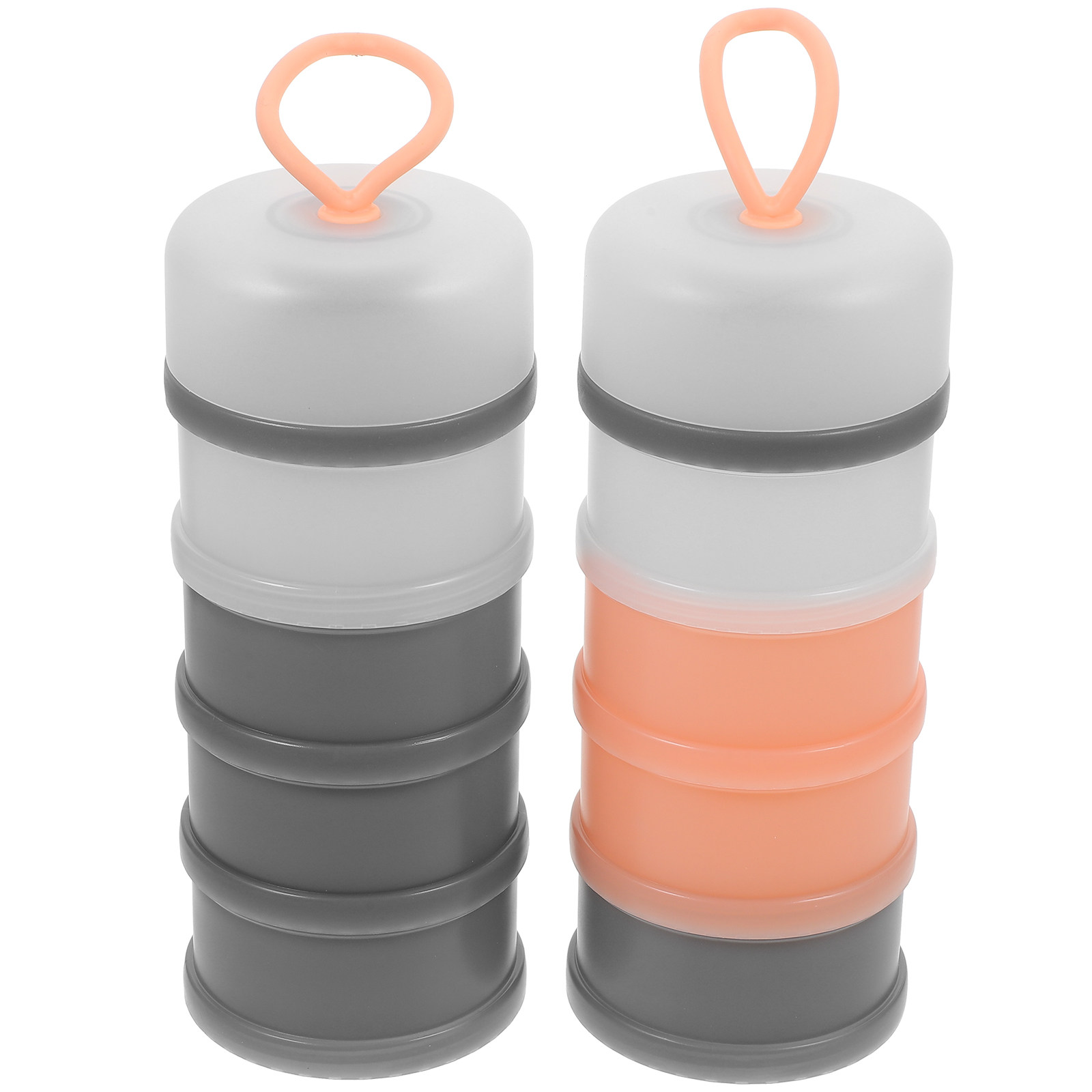 Food Storage Stackable Containers - กล่องแบ่งนมผงสำหรับเด็ก 2 ชิ้น แบบซ้อนกันได้ ป้องกันการรั่วซึม พกพาสะดวก