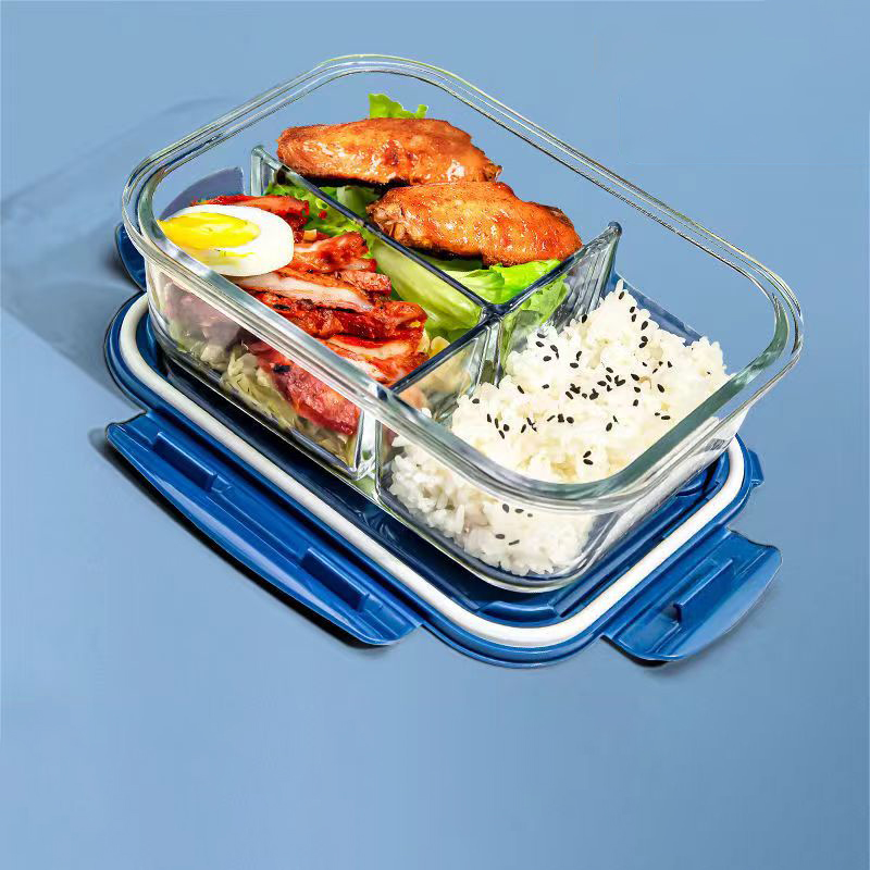 Food Storage Glass Containers - สไตล์ใหม่กล่องอาหารกลางวันแก้ว 1050ml ไมโครเวฟ Bento กล่องกล่องเก็บอาหารโรงเรียนภาชนะบรรจุอาหารช่อง