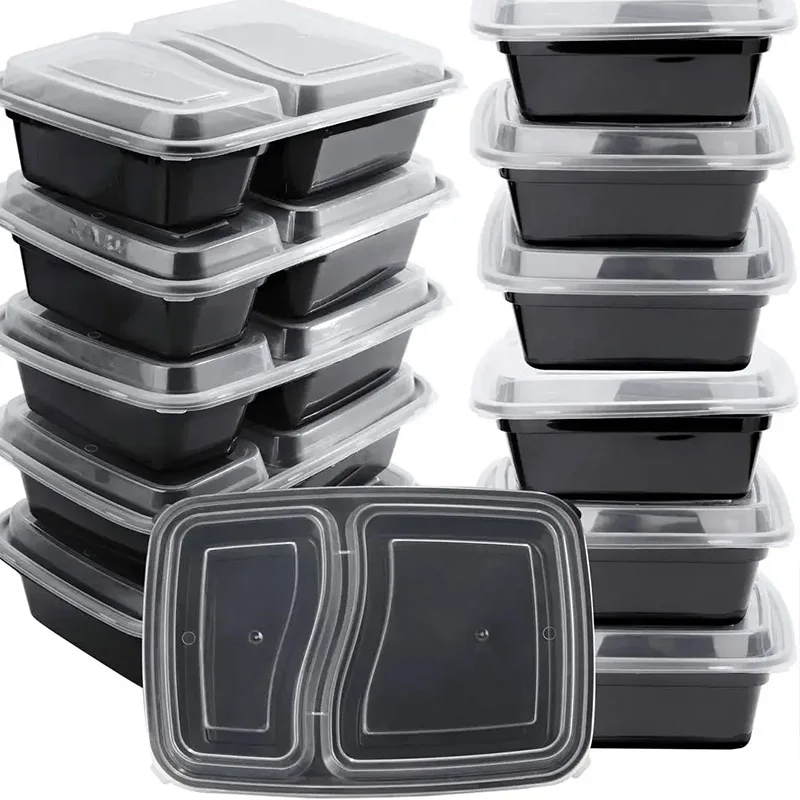 Food Storage Stackable Containers - 10 ชุดกล่องอาหารทิ้งพร้อมฝาปิดไมโครเวฟกล่องเก็บอาหารห้องครัวตู้เย็นภาชนะเก็บทนทาน STACKABLE