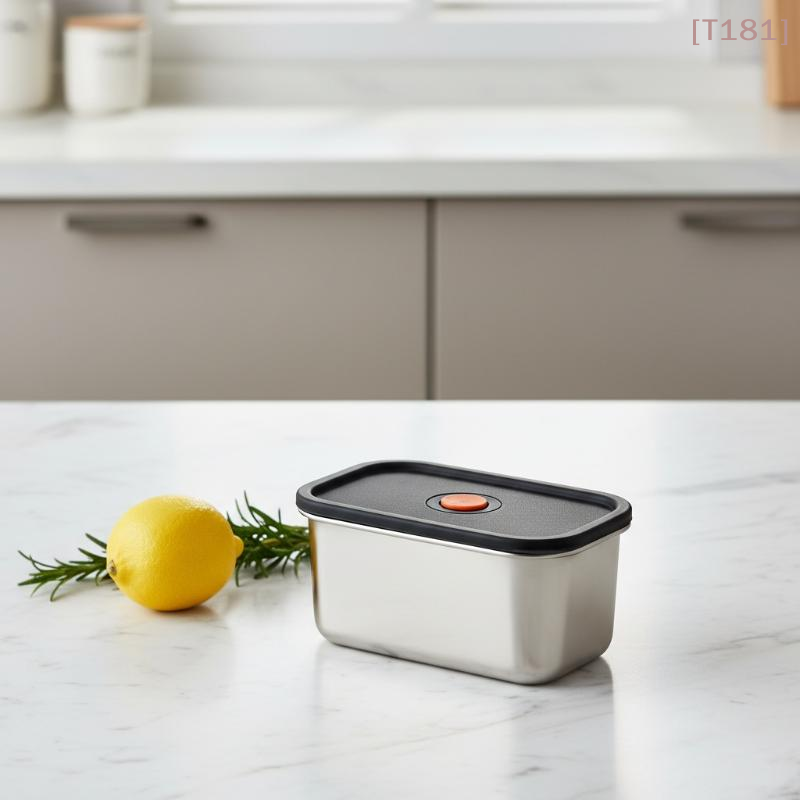 Food Storage Stackable Containers - [E] ชุดภาชนะเก็บอาหารสแตนเลส 4 ชิ้น หนา ทนทาน
