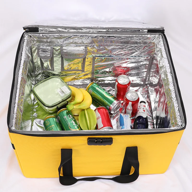 Food Storage Aluminum - กระเป๋าเก็บความร้อนแบบพกพาขนาด 80 ลิตร สำหรับส่งพิซซ่า กล่องเก็บอาหารแบบหนา ใช้ซ้ำได้