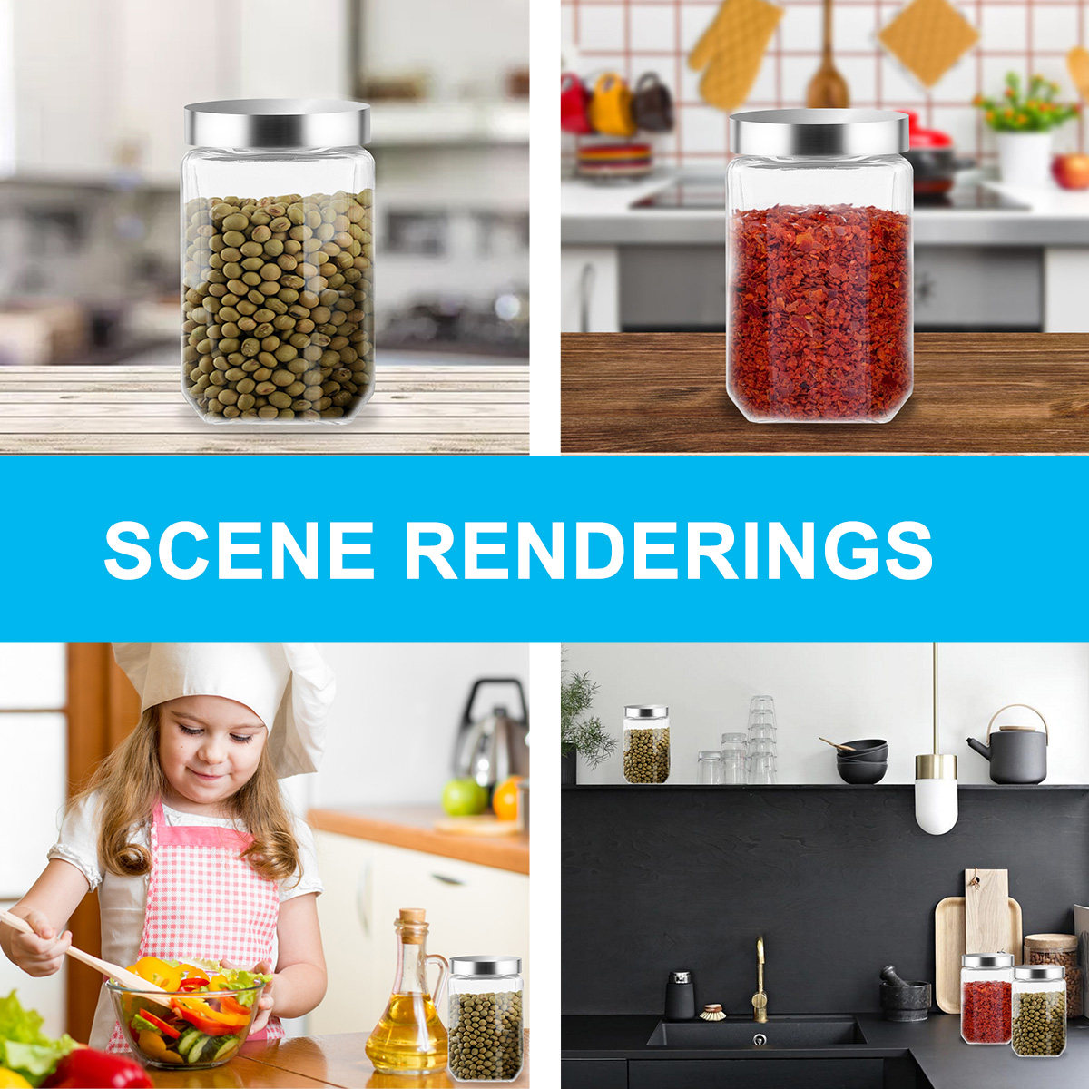 โหลแก้วเก็บอาหาร 1 ชิ้น ความจุ - Food Storage Jar Glass บทวิจารณ์และราคา