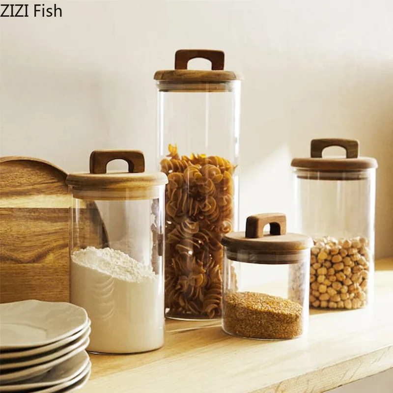 โหลแก้วฝาไม้ ดีไซน์ทันสมัย สำห - Food Storage Jars With Wooden Lids บทวิจารณ์และราคา