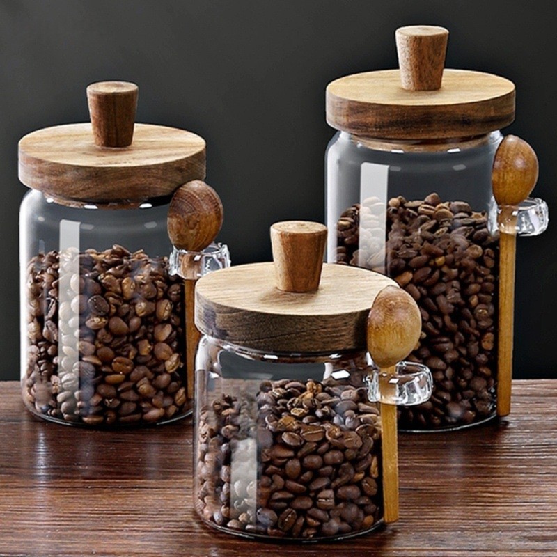 ชุดโหลแก้ว ABJI พร้อมฝาไม้และช - Food Storage Jars With Wooden Lids บทวิจารณ์และราคา