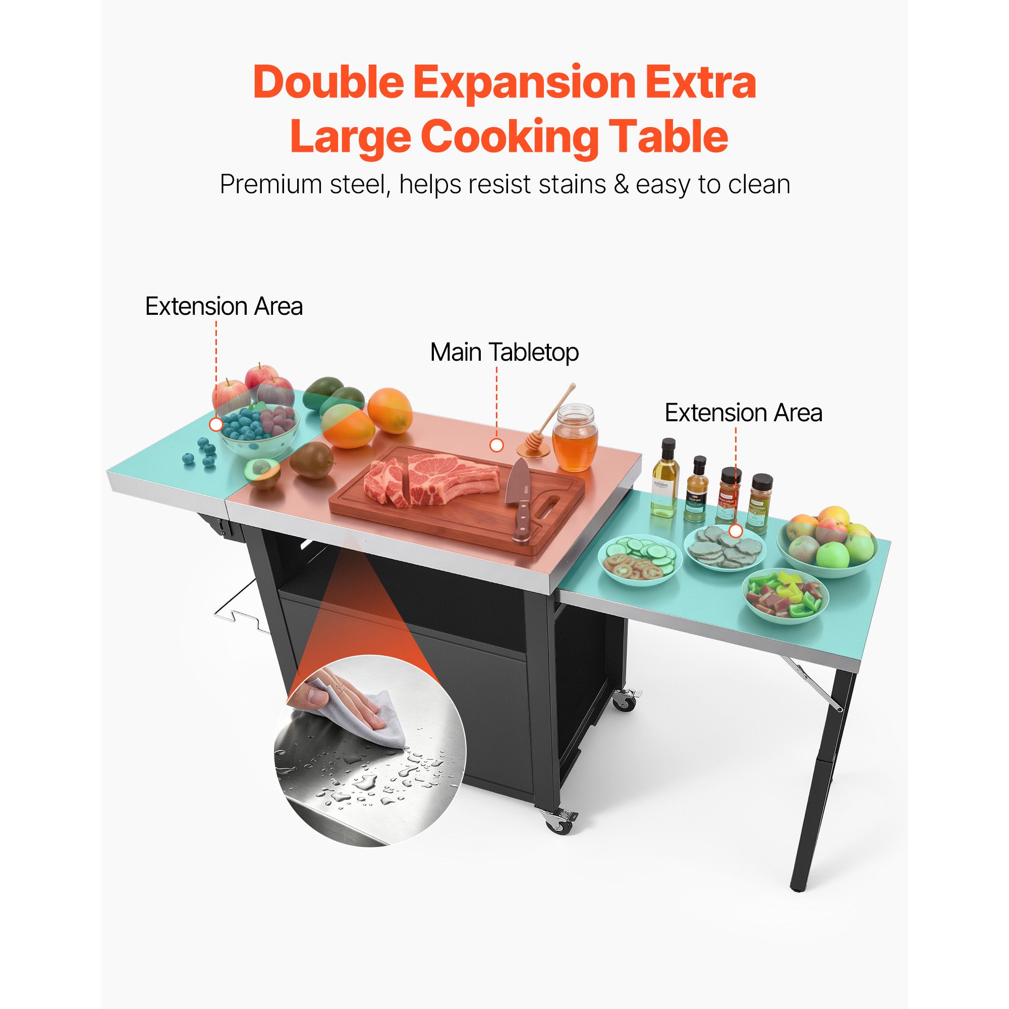 รถเข็นปิ้งย่างกลางแจ้งพร้อมตู้ - Food Storage Kitchen Cabinet บทวิจารณ์และราคา