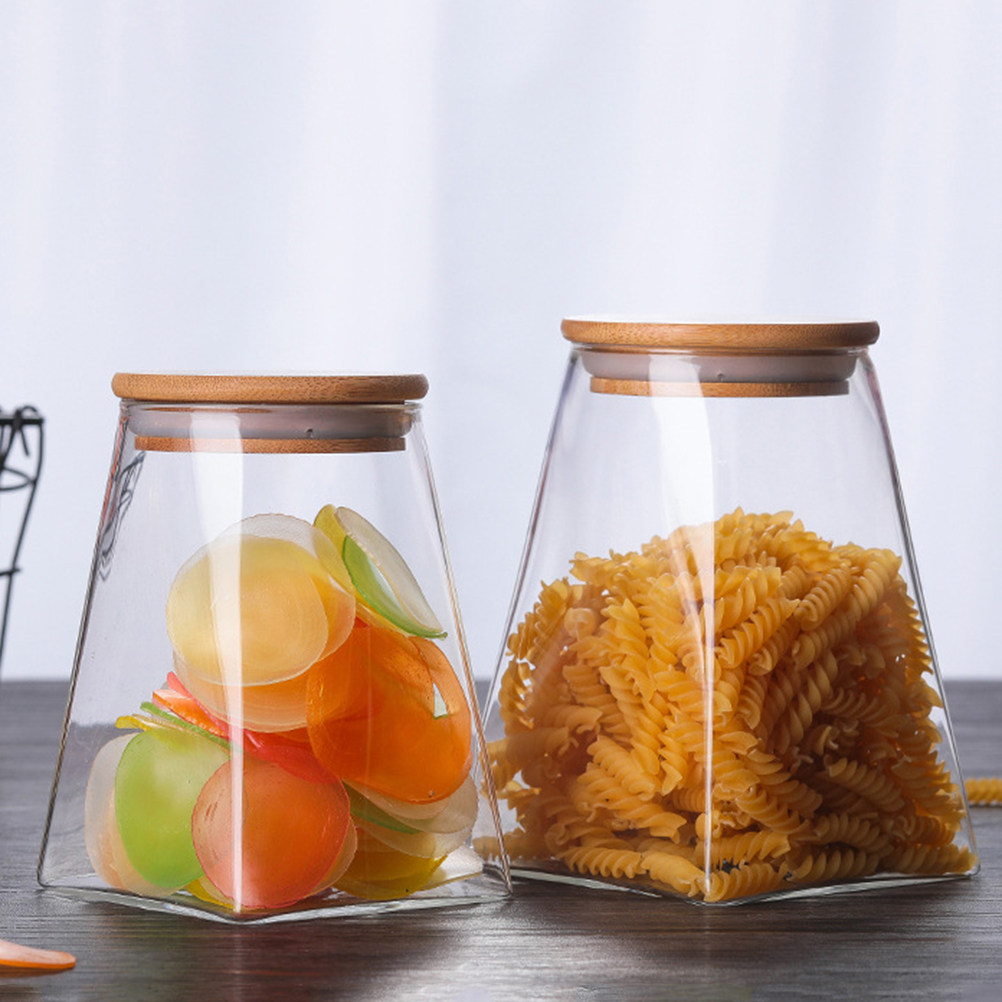 ถังเก็บเมล็ดธัญพืชแก้ว 350 มล. - Food Storage Jars With Wooden Lids บทวิจารณ์และราคา