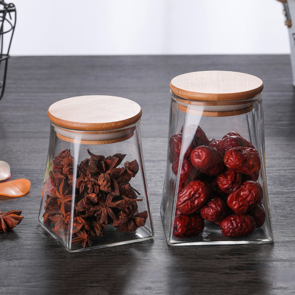 ถังเก็บเมล็ดธัญพืชแก้ว 350 มล. - Food Storage Jars With Wooden Lids บทวิจารณ์และราคา