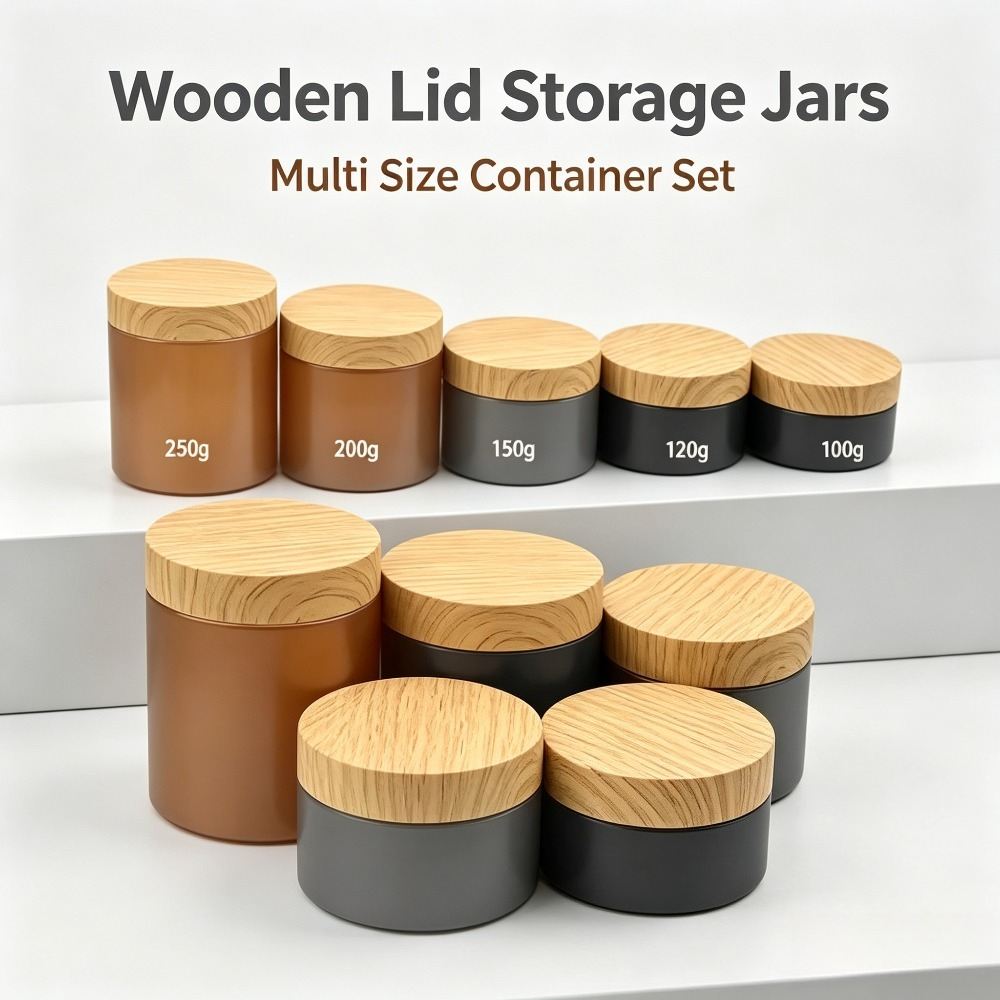 ขวดพลาสติก PET แบบเปล่า 30 ชิ้ - Food Storage Jars With Wooden Lids บทวิจารณ์และราคา