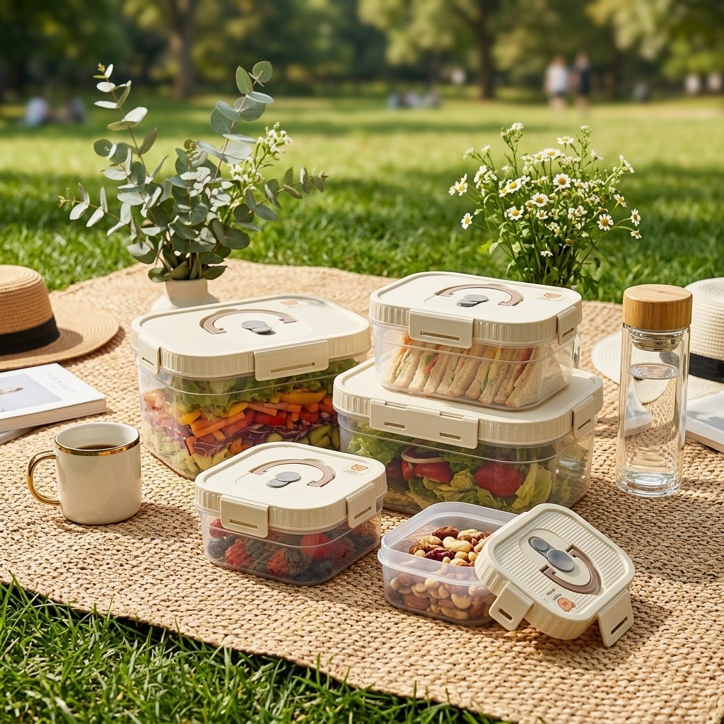 กล่องเก็บอาหารแบบซ้อนได้พร้อมห - Food Storage Stackable Containers บทวิจารณ์และราคา