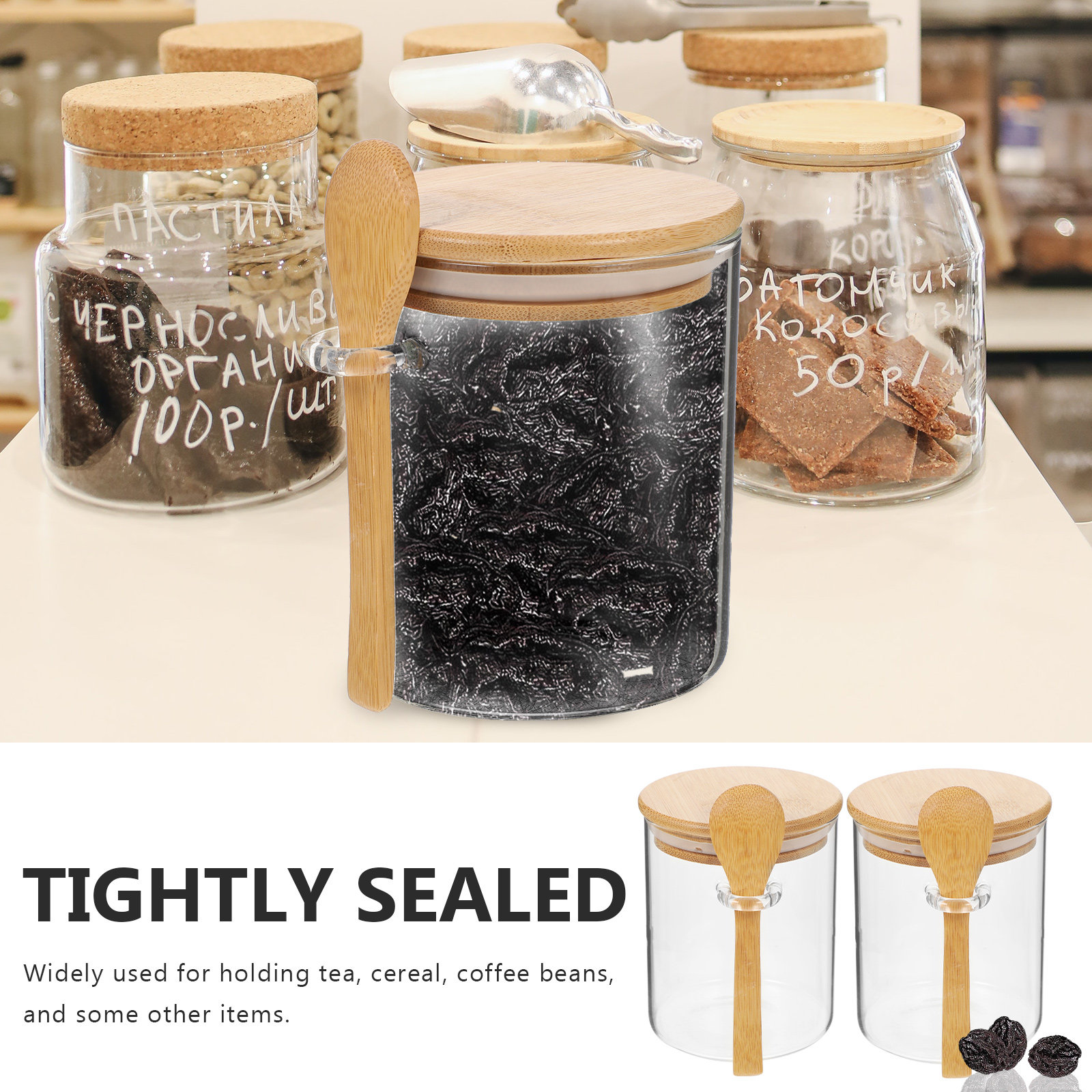 2 ชิ้น ภาชนะเก็บแป้งน้ำตาล โถใ - Food Storage Jar Glass บทวิจารณ์และราคา