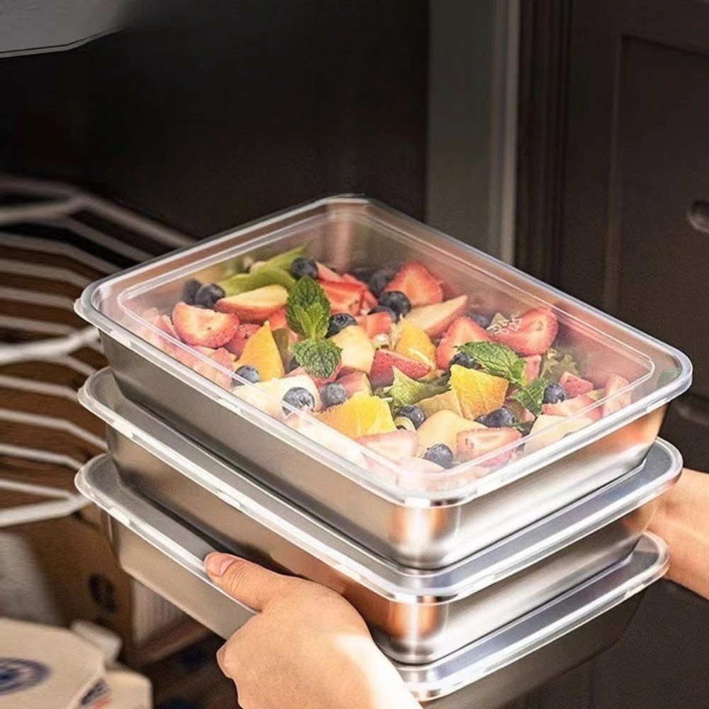 ถาดเสิร์ฟสแตนเลสเกรดอาหารพร้อม - Food Storage Design บทวิจารณ์และราคา