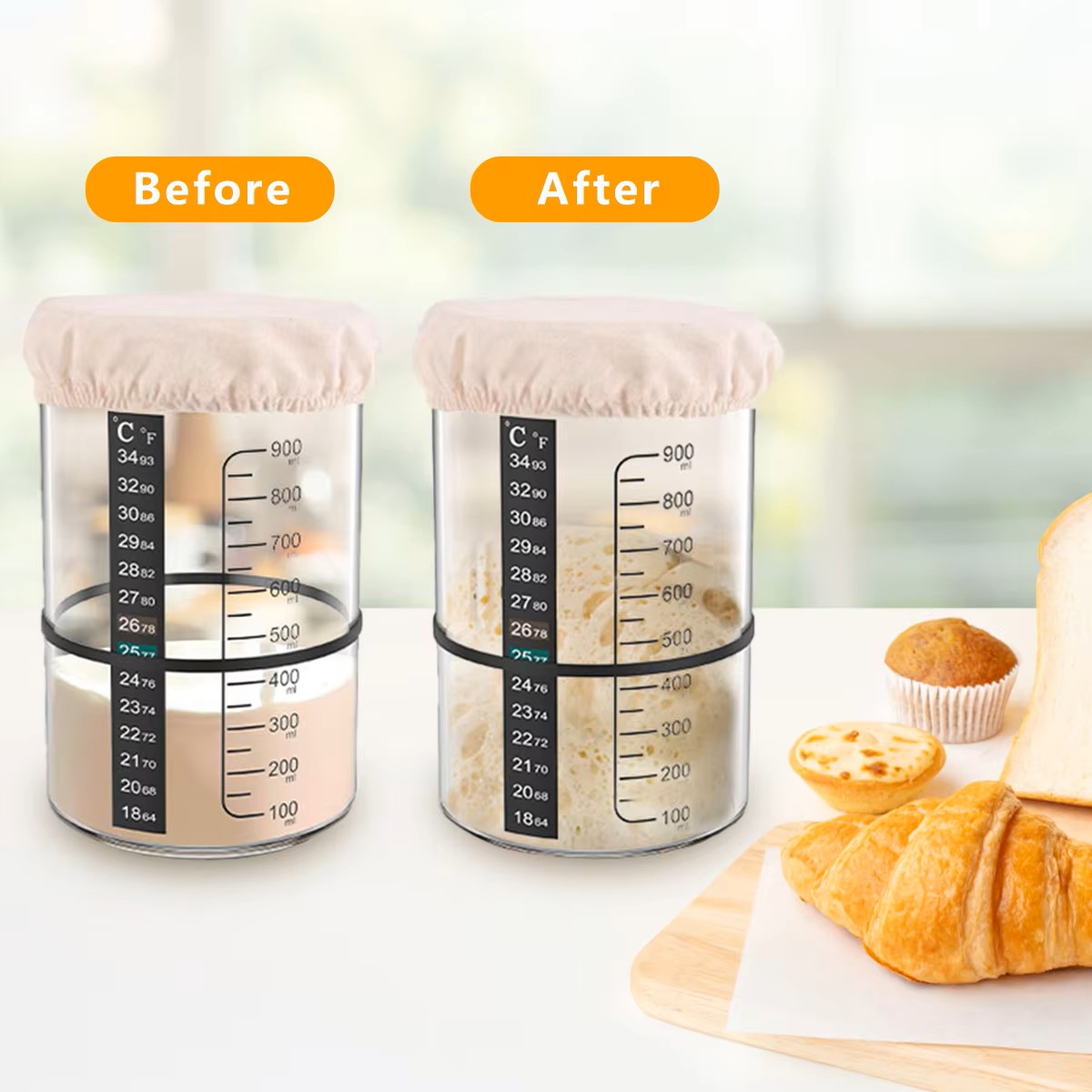 ชุดขวดแก้วใสสำหรับทำแป้งซาวโดว - Food Storage Jar Glass บทวิจารณ์และราคา