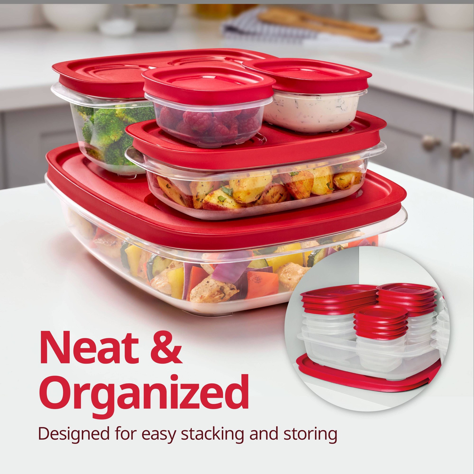 กล่องเก็บอาหารทรงสี่เหลี่ยมขนา - Food Storage Stackable Containers บทวิจารณ์และราคา