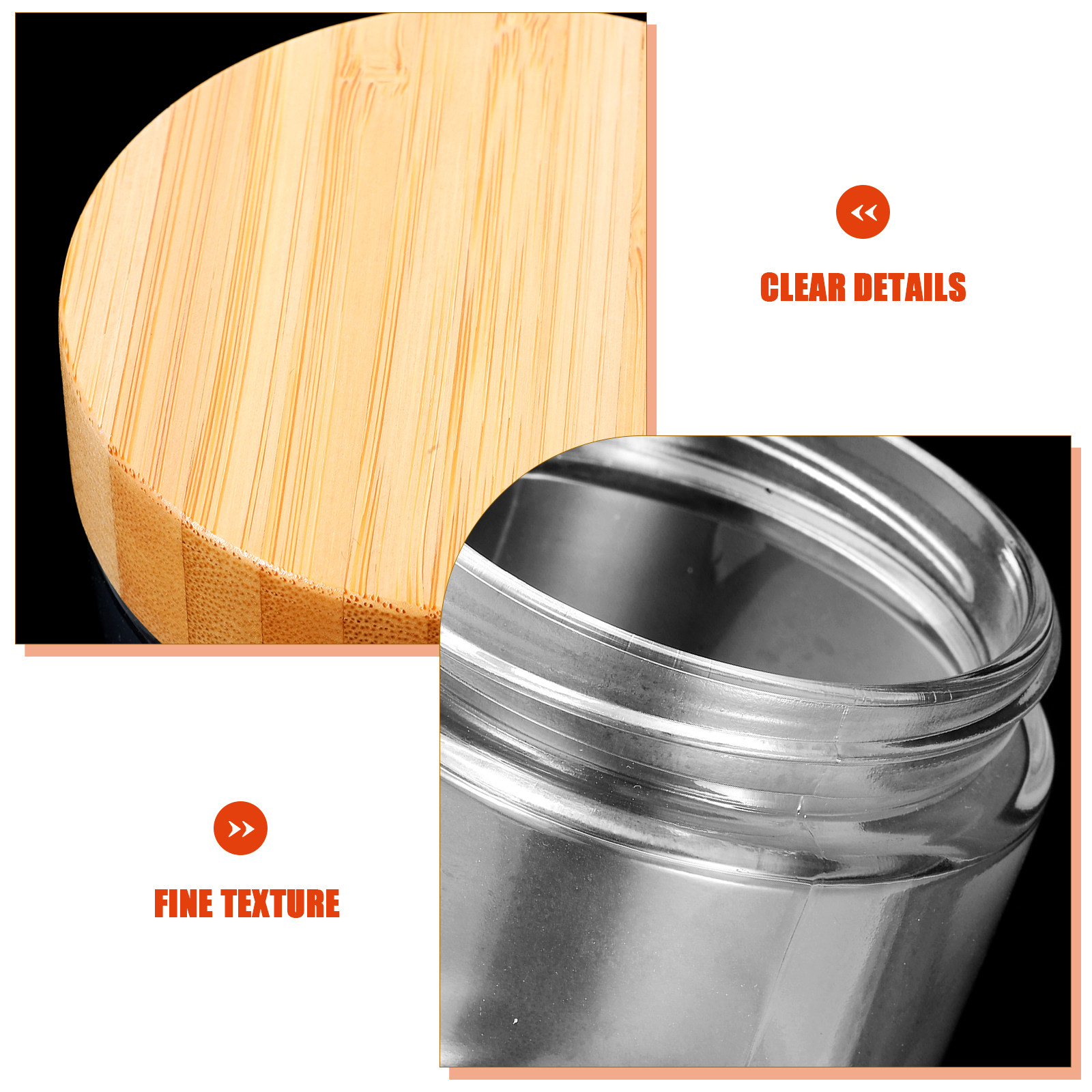 โหลแก้วใส 4 ชิ้น พร้อมฝาไม้ไผ่ - Food Storage Jar Glass บทวิจารณ์และราคา