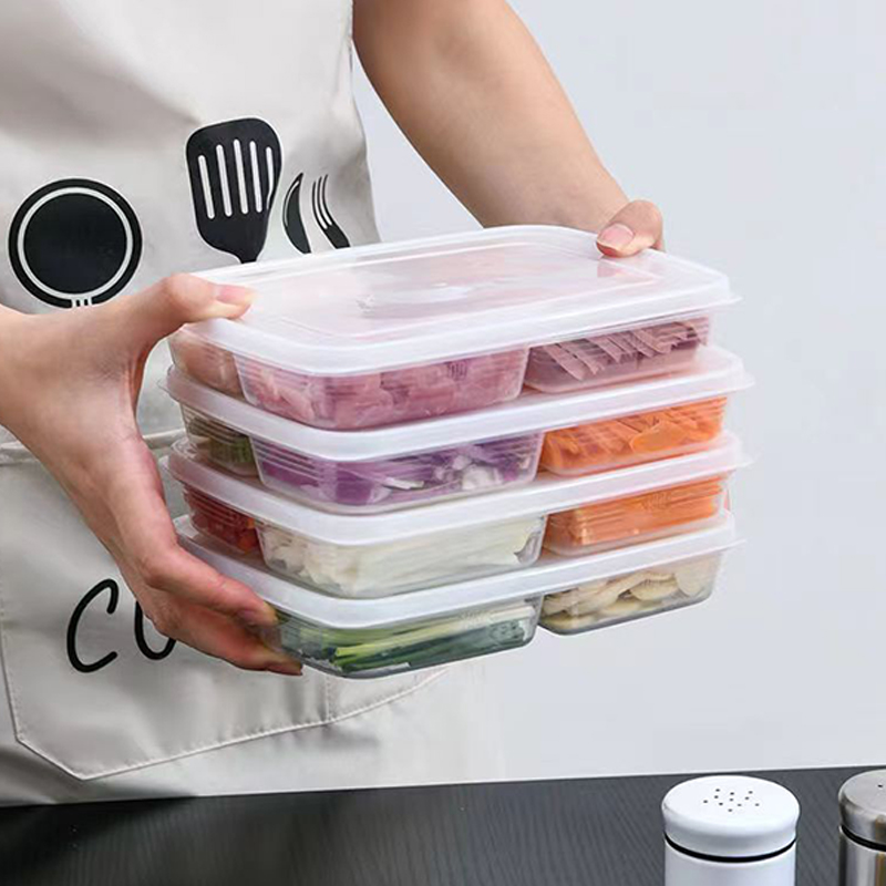 ใหม่【กล่องเก็บของพลาสติก 4 ช่อ - Food Storage For Refrigerator บทวิจารณ์และราคา