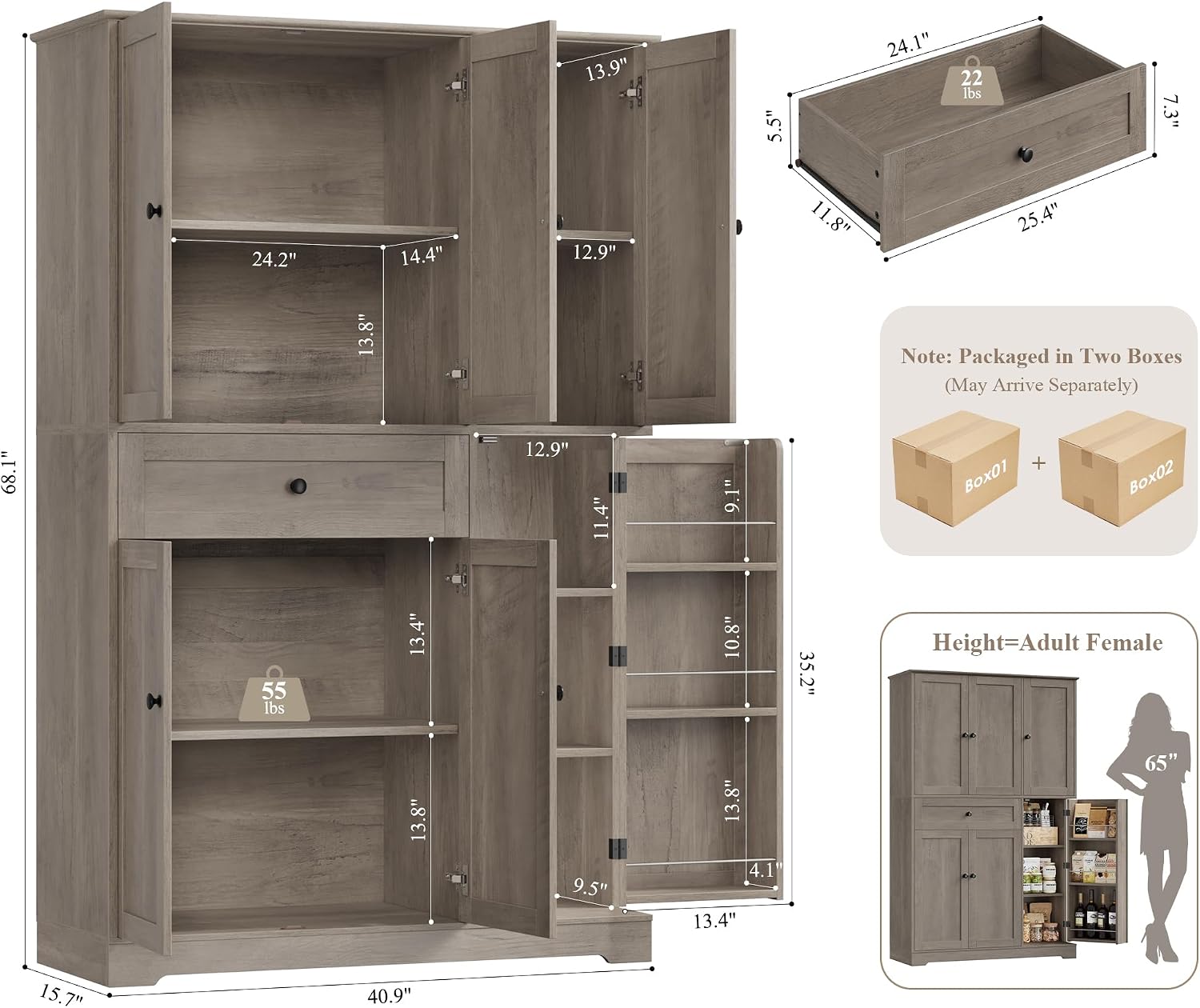 ตู้เก็บของในครัว ตู้เก็บของบนเ - Food Storage Kitchen Cabinet บทวิจารณ์และราคา