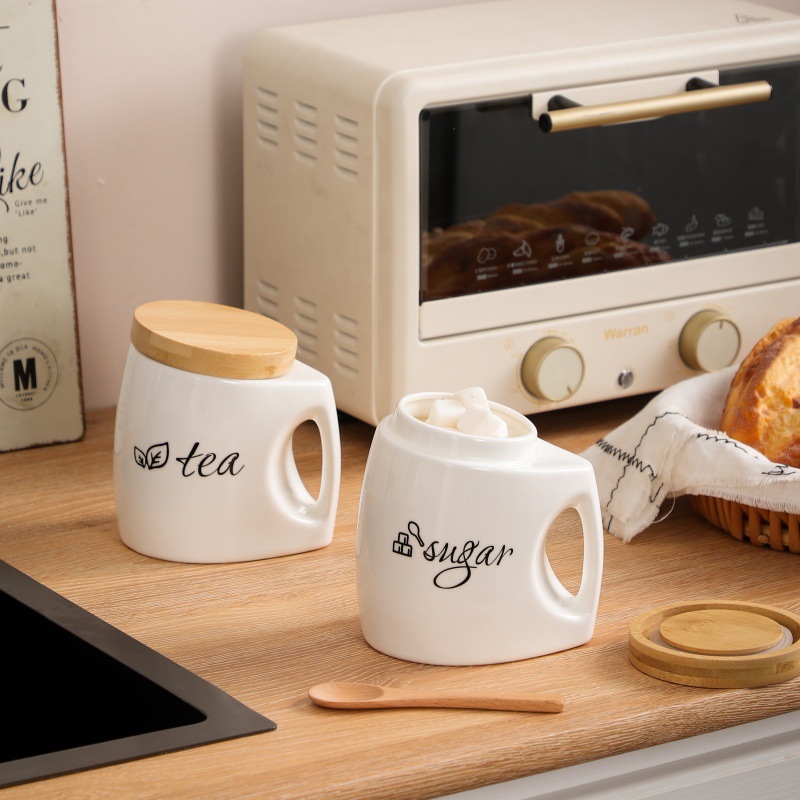 โถเซรามิกฝาไม้ไผ่พร้อมหูจับ -  - Food Storage Jars With Wooden Lids บทวิจารณ์และราคา