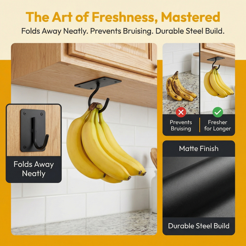 ตะขอแขวนกล้วยแบบติดผนังโลหะสีด - Food Storage Heat บทวิจารณ์และราคา
