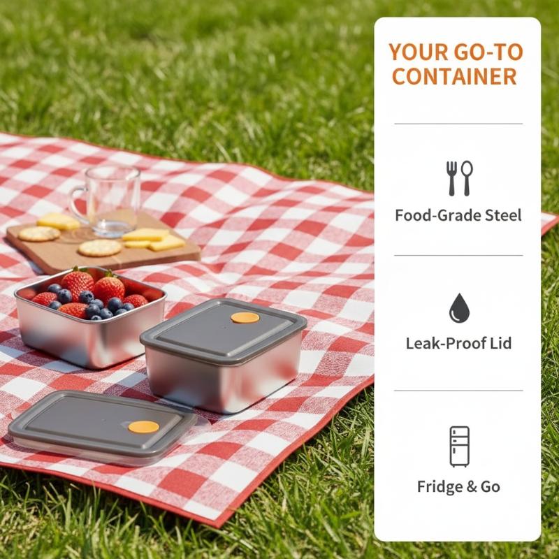[E] ชุดภาชนะเก็บอาหารสแตนเลส 4 - Food Storage Stackable Containers บทวิจารณ์และราคา