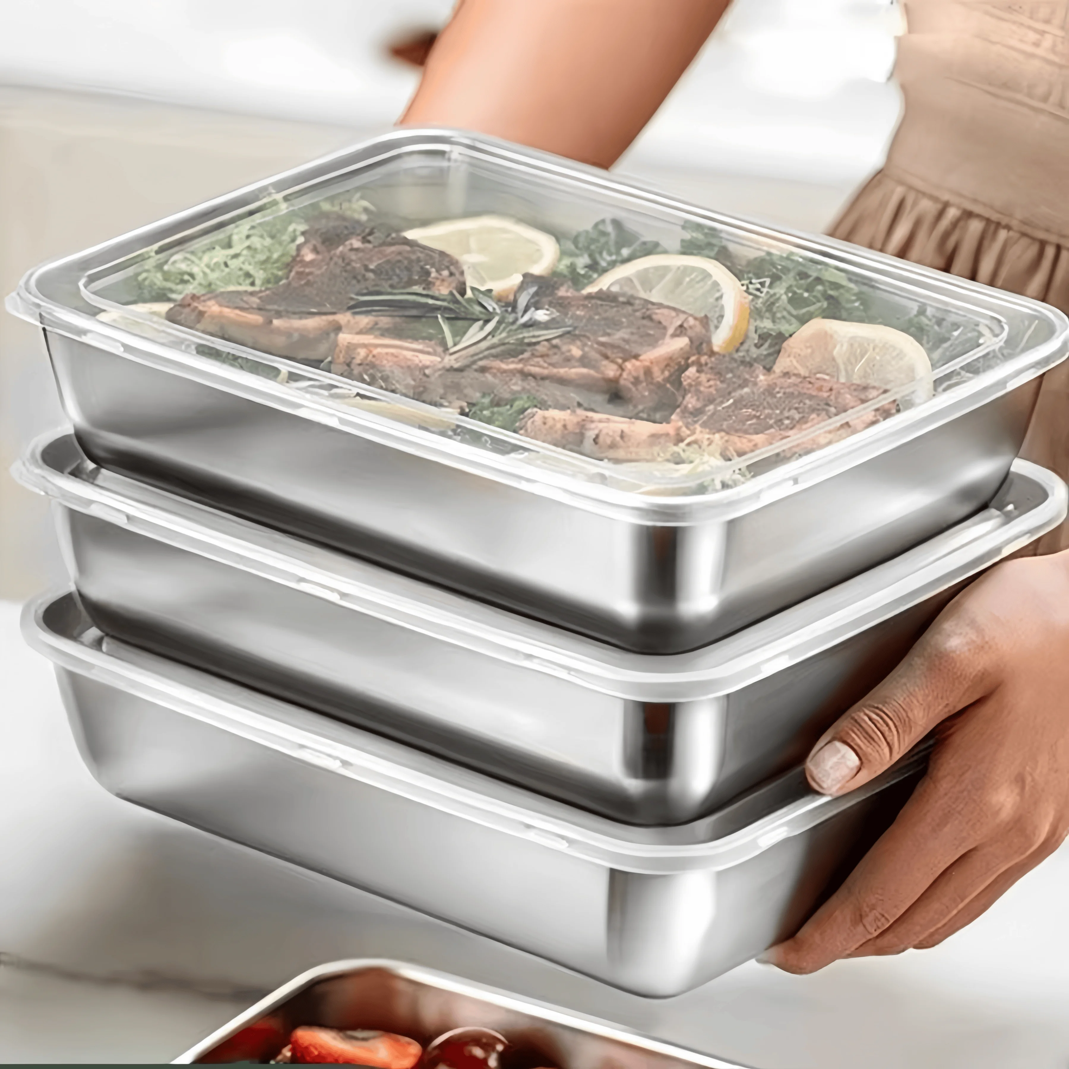 กล่องอาหารกลางวันสแตนเลสแบบปิด - Food Storage For Refrigerator บทวิจารณ์และราคา
